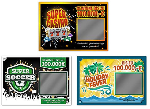 avandu Fake Rubbellose Scherzartikel im 3er Set - Spaßartikel Gadget