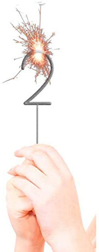 NET TOYS Bougie Magique Universelle avec Chiffre 2 - Argenté 16,5 cm - Décoration étincelante pour fête Bougies pour gâteau - Convient Parfaitement pour baptême & jubilé