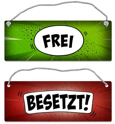 Besetzt oder Frei Wendeschild mit Kordel im Comic-Stil Toilette Klo WC Klopapier