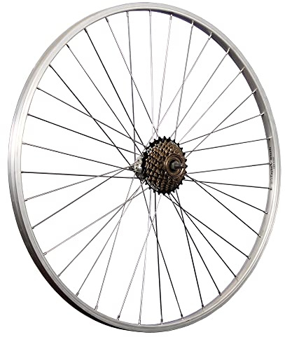 28 tums cykel bakhjul aluminiumfälg med 7 fack Shimano skruvkrans silver