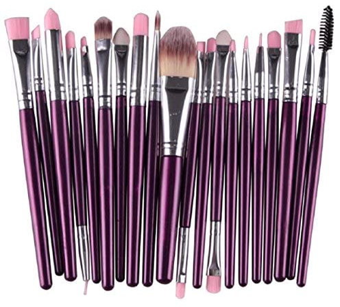XCSSKG Lot de 20 pinceaux de maquillage en laine, Violet/argenté, Taille unique