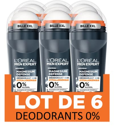 L'Oréal Men Expert - Déodorant Bille Hypoallergénique pour Homme - Efficacité 48h - Sans Alcool - Magnesium Defense - 50 ml