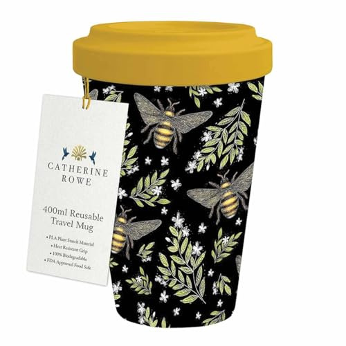 Museums & Galleries 400ml Reusable Travel Mug - Honey Bee and Flowers Design - Sustainable Kitchenware Gift Idea