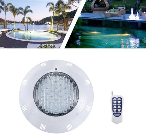 Shiyinge LED RGB pool pool undervatten strålkastare installation ljus vattentät flerfärgad ljus spotlight belysning swimmande poollampa med fjärrkontroll och monteringsbygel vit 36 W