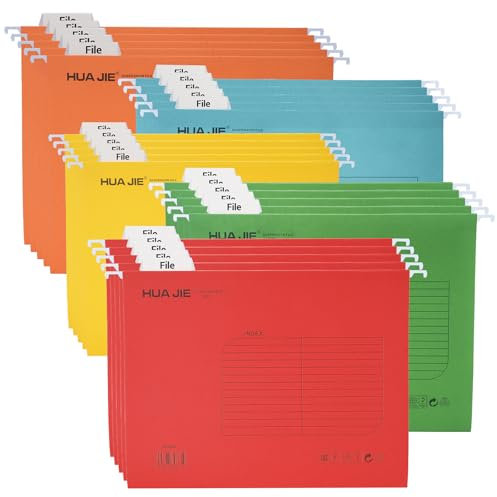 Fc H?ngemappen aus verst?rktem Papier, [Packung mit 25], mit Tabs und Karteneinlagen, H?ngemappe in 5 Farben f¨¹r B¨¹ro, Schule, Schreibtisch, H?ngemappe, Sortiermappe