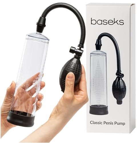 Baseks Classic Penispumpe 24 cm - Manuelle Vakuumpumpe für den Mann - Einfache Penis Pumpe mit Klarer Zylinder – Funktionale Penies Pump für Einsteiger - Penis Pump Ohne Batterie - Hand Cock Pump
