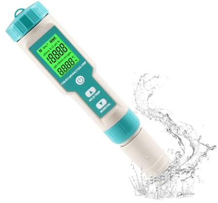 CHSUFBTY Testeur Numérique d'eau De Piscine 7 en 1, Testeur De PH Et De Sel De Chlore Libre, Teste Le Paramètre Critique PH/TDS/sel/ORP/SG/