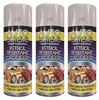 DIOXSTAR Petrol Resistant Lacquer Spray Paint, Clear Finish, Super Smooth Protection from Oil and Petrol, Versatile Application, Long-Lasting Protection, (3 PCS)
