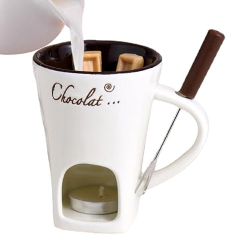 Set Di Tazze Per Fonduta Cioccolato, Tazza Per Fonduta Cioccolato In Ceramica, Tazza Personale Per Sciogliere Formaggio Con Forchette, Tazza Per Fonduta Candela , Pentola Scalda Burro Ceramica