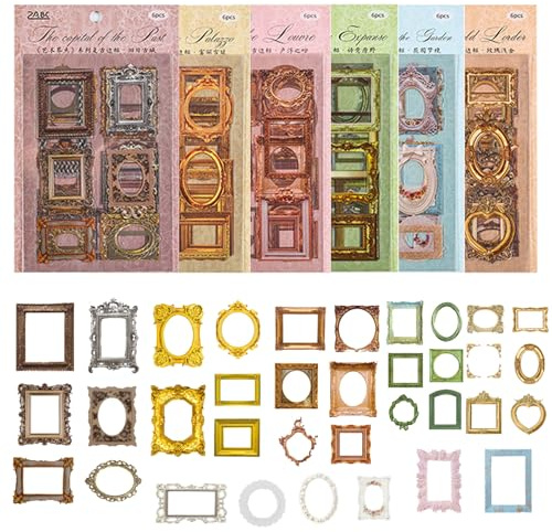 Aweisile Marco Hueco para Scrapbook de Papel 36 Piezas Álbum de Recortes con Marco de Estilo Europeo Vintage Journaling Album Material Álbum Recortes Decoración Marcos para Scrapbooking Album Diario