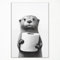 Kunstdruck auf Leinwand, Motiv: süßer Otter-Motiv, lustiges Tierposter für Badezimmer, schwarz-weißes Bild, WC-Dekoration, 30,5 x 40,6 cm, ungerahmt