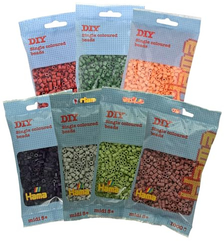 Hama Perlas 9410 – Bolsa de perlas para planchar con aprox. 7000 perlas de manualidades con diámetro de 5 mm en 7 colores de moda, diversión creativa para grandes y pequeños