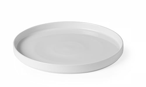 HENDI Tallrik med hög kant Oslo, modern design, stapelbar, mikrovågsugnssäker, slitstark glaserad, desserttallrik, middagstallrik, serveringstallrik, Ø 280 x (H) 28 mm, porslin vit