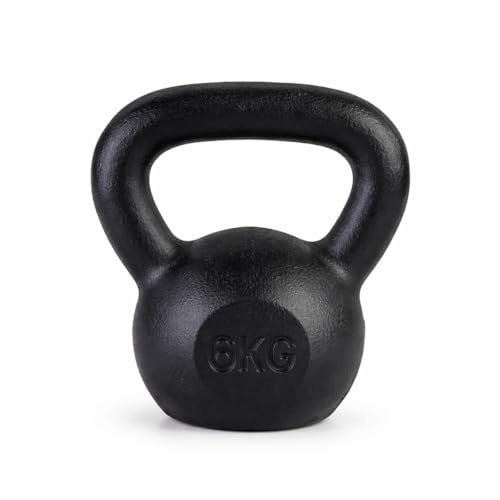 Vinyl Kettle bell Weight Set Exercise Home Gym Fitness Workout 4-20kg |Vinyl & Cast Iron Kettle bells Correct Shape And Size | Home And Gym Fitness Workout (Black (Cast IRON), 6 KG)