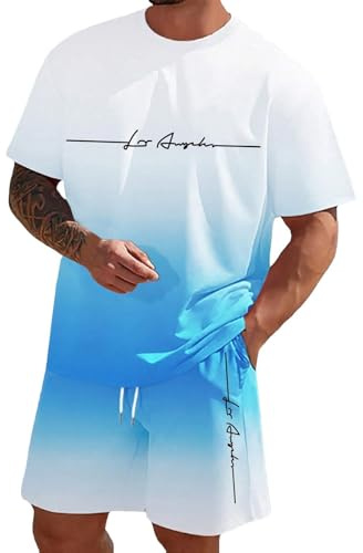 Cocila Mens Shorts and T Shirt Set Summer Beach Tracksuits Breathable Casual Men's Tracksuits Holiday Loung Tee Drawstring Oversized Fashion Shirts and Shorts Outfits with Pocket