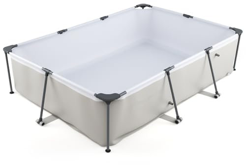 COSTWAY Piscine Hors Sol Rectangulaire 300 x 207 x 66 cm, Piscine Tubulaire avec Pompe de Filtration pour Enfants Adultes, Capacité 3701 L, Cartouche et Cadre Métallique, Montage Facile
