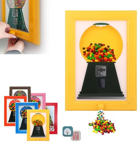 Artévita Bilderrahmen Süßigkeitenspender - Wandmontierter Candy Dispenser Automat für Home Office, Dekorative Süßigkeiten Spender mit Schnelle Verteilung (Gelb)