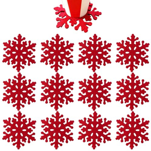 DIFLAX Sottobicchieri, 12 Stück Natale Sottobicchieri, Fiocco Di Neve Sottobicchieri, Feltro Sottobicchieri, Für Getränke, Bar, Ristorante Familiare, Ufficio, Decorazione Tavolo Natale