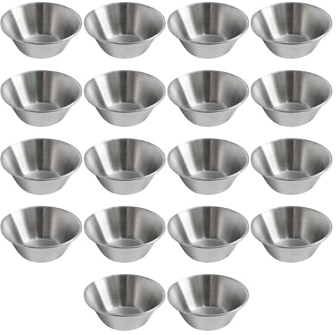 Hoypeyfiy 18Pcs Stainless Steel Sauce Cups,1.5oz (45ml) Mini Sauce Dishes,for Dipping Sauces,Portion Cups
