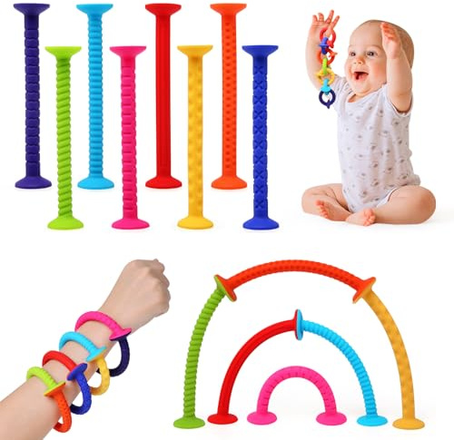 LEADSTAR Fidget Toys, 8 stycken sensoriska sugkoppar, leksaker, baby, sensorisk lek, för ADHS, anti-stress, autism, stressreducering, sensorisk sugleksak, reseleksaker för barn och vuxna
