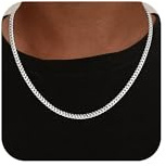 SLOONG 5mm Breit Silber Kubanische Gliederkette - S925 Sterling Silberkette Herren Halskette Panzerkette Hip-Hop Kette Schmuck Geschenk für Männer Papa(51cm)