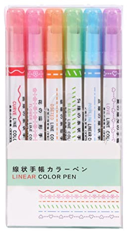 Hperu 6 pièces stylos surligneurs de courbe colorée, ensemble de marqueurs fluorescents à pointe rouleau pour le bricolage, la journalisation et les stylos couleur compte à main pour la prise
