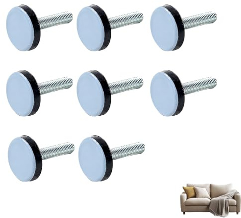 Juego de 8 Niveladores Deslizadores Circulares de Teflón PTFE con Tuerca M6 para Muebles，Protección y Estabilidad en Diversas Superficies en Hogar y Oficina