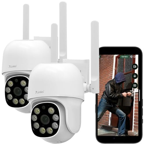 7links WLAN Kamera mit Mikrofon: 2er-Set WLAN-Pan-Tilt-Outdoorkameras, 2K, Tonerkennung, Farbnachtsicht (Farb Nachtsicht Kamera, Infrarot Nachtsicht, IP)