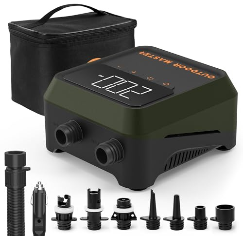 OutdoorMaster The Cachalot 2 Paddle Board Pump, 20PSI High Pressure SUP Air Pump, 12V DC Car Connector for Inflatable SUP Boards, Dual Stage Inflation & Auto-Off, Deflation Function
