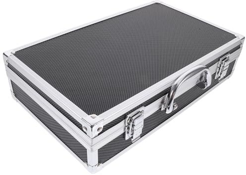 Caja de Almacenamiento para Micrófono Inalámbrico Protección y Transporte | Aleación de Aluminio y Esponja, Estructura Dos Ranuras, para Sala de Karaoke y Grabación, Negra