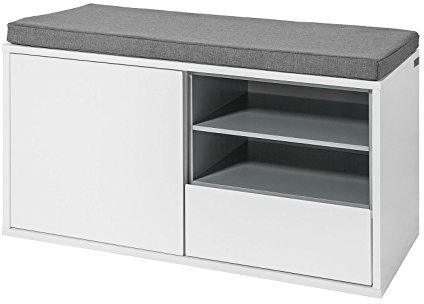 SoBuy FSR37-W Sitzbank mit Sitzkissen Bettbank Schuhschrank Garderobenbank weiß BHT ca: 80x46x35cm