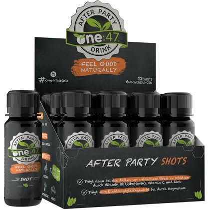 one:47® After Party Drink | 12 Shots | Basisches Elektrolyte Getränk mit hochkonzentrierten Pflanzenextrakten, Vitaminen & Mineralstoffen | Feel good naturally | Rehydration & Fitter sein