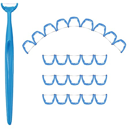 1 Piece Reusable Dental Floss Holder Handle +100 Pieces Replacement Floss Heads Teeth Stick Toothpicks Floss to Clean Between The Tooth