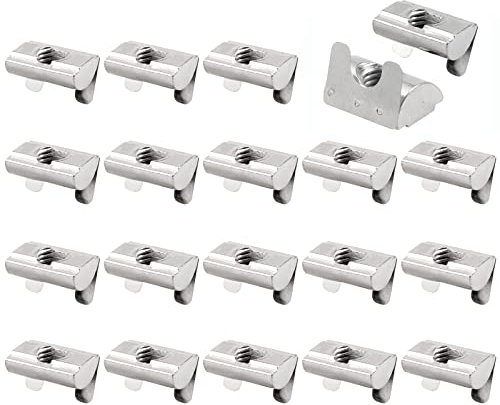 JiGiU Nutenstein mit Feder 20 Stück Nutmuttern für 4040 Aluprofil Nut 8 einschwenkbar Nutensteine mit Steg für Eu-Standard Aluminium Extrusion Profil (M8 Innengewinde)