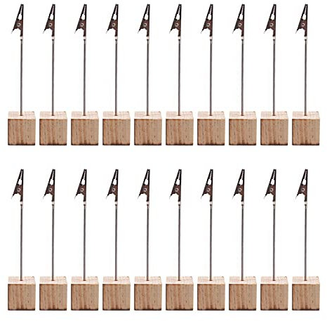 20 Stück Fotohalter Clip Einzeln, Halter Holz Memo Clip, Notizhalter für Büro Hochzeits, Tragbar Tischnummernhalter, für Hochzeits, Hausdekoration, Büro, Hausdekoration, Party