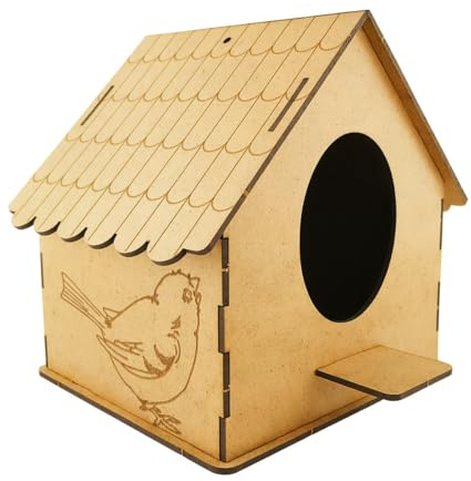 Bastelzone Casetta per Uccelli Kit Modello in Legno da Dipingere – Puzzle 3D in Legno per Bambini & Adulti – Set Fai-da-te in MDF, Casetta per Uccelli da Assemblare, 170x157x185 mm