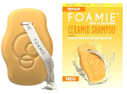 Foamie Shampoo per capelli danneggiati con ceramide e olio di marula - anti-crespo, ripara e protegge la cura dei capelli - unisce scienza e natura per capelli sani, 80 g
