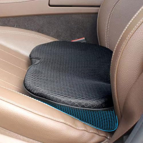 ZOYDP Keilkissen Auto, Memory Foam Autositzkissen, Höhe Erhöhen 6 cm, Sitzkissen Auto für Schmerzlinderung, Ergonomisches Auto Sitzkissen Fahrersitz für Bürostuhl, Pkw und LKW, Schwarz