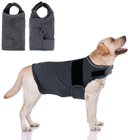 Hisprout Angstmantel für Hunde, leichte, atmungsaktive Beruhigungsweste, Hunde-Angstjacke, verwendet, um Komfort für Hunde, die Angst vor Feuerwerk oder Sturm haben (Grau, XL)
