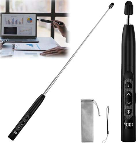 Presenter mit Laserpointer, Präsentationsfernbedienung mit Zeigestab Ausziehbar, Powerpoint Fernbedienung, Pointer für Präsentationen, Laserpointer Präsentation, für Klassenzimmer Hörsaal Büro