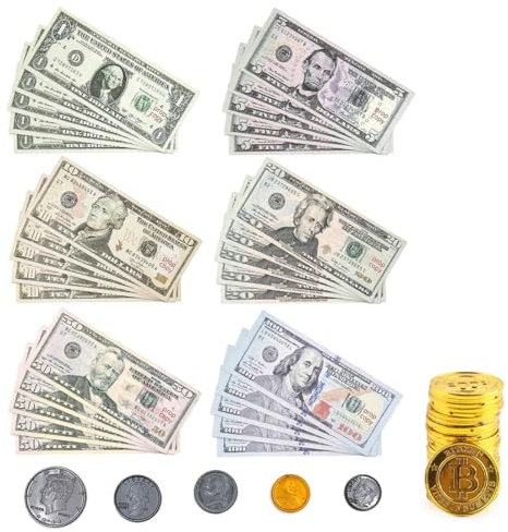 YUZNA 120 feuilles, Accessoires de jeu pour magasin, Faux Billets en Dollars réaliste, billets Dollars pour Caisse enregistreuse pour Enfants, Jouets de Shopping pour Enfants, ressources pédagogiques