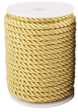 Corda decorativa intrecciata, 6 mm, corda intrecciata dorata, 3 strati, corda in poliestere, morbida, per decorazioni per la casa, fai da te, cravatta, regalo
