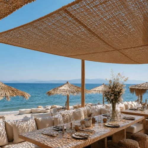 Nortene | Sunnet Kit Coco Vela de Sombra Natural de Fibra de Coco 2x4 M | Toldo Vela Exterior para Jardín, Terraza y Patio | Estilo Rústico y Boho