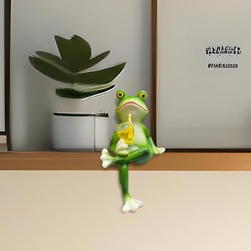 XFSRG Pot de Fleurs à Suspendre Grenouille en Résine Grenouille Suspendue Figurines Décoratives de Jardin en Résine pour Terrasse Cour Pelouse Décorations (Vert 2)