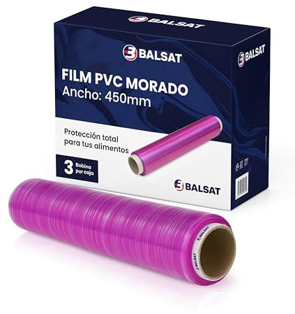 BALSAT - Bobine de film transparent alimentaire professionnel en PVC résistant, 300 mètres garantis x bobine, film 45 x 300 et 30 x 300, film tatouages et restaurants. Lot de 3 bobines (45 x 300)