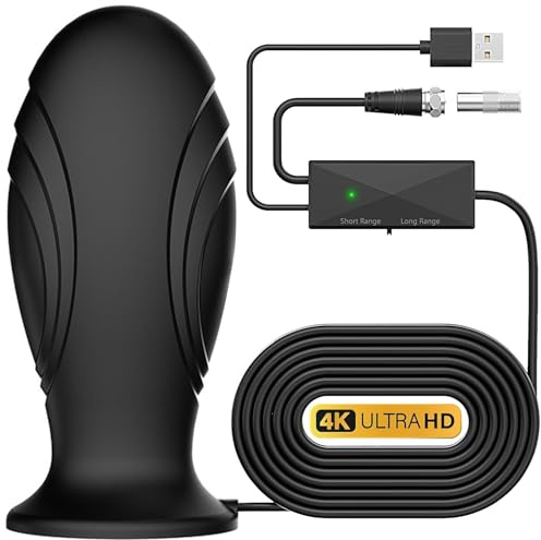 2026 Indoor TV Aerial for Smart TV,TV Ariels Indoor with Strong Magnetic Base,Easy Installation,Long Range Reception for Local Channels 4K 1080P,18.7ft Long Cables,Suitable for All Channels-Black