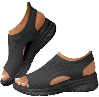 Genérico Sandalias Doradas Mujer Comodas Moda Zapatos Punta Abierta Cuña Lavable Sandalias Mujer Verano Deportivas Sandalia Trekking Zapatos Ortopedicas