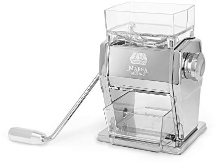 Marcato Atlas Marga - Macinino per cereali e cereali, Made in Italy, acciaio cromato, 15,5 x 15,5 x 20,5 cm