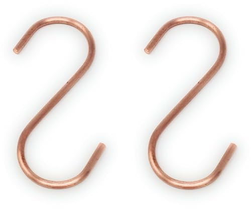 Br BRILLANTE Copper S Hooks Made from Heavy Duty Solid Copper for Hanging Kitchen Pots & Pans, Bird Feeders, Plants