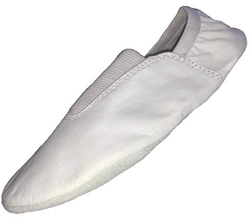Gymnastic Shoes Dance Shoes Soft Sole Leather Gymnastic Shoes Training Shoes Yoga Shoes Trampoline Shoes - for Girls, Kids, Children (6 UK Kids) White